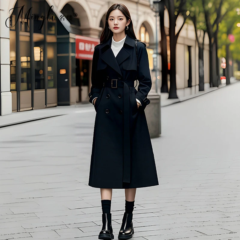 黑色风衣外套女2025秋季新款流行英伦风中长款显瘦高级感气质大衣