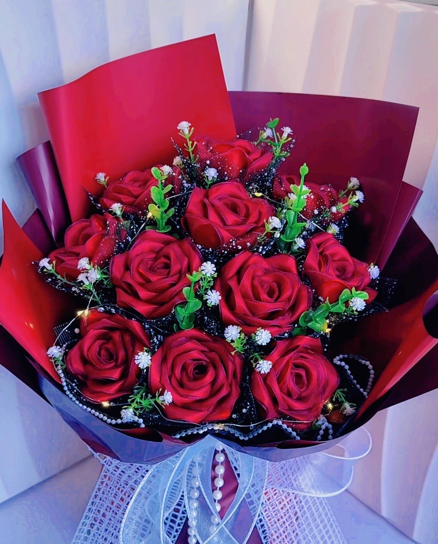 七夕情人节教师节丝带玫瑰成品花束结婚玫瑰花新款高档