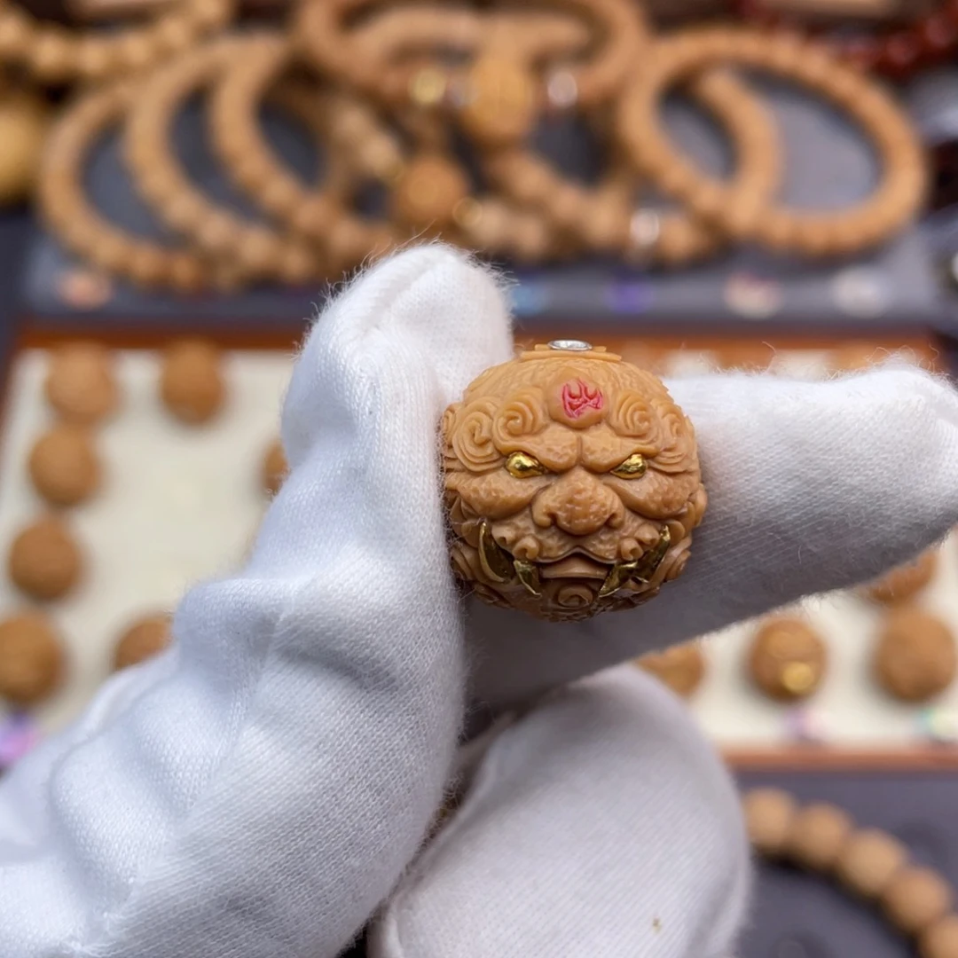 猴头核桃吊坠满工唐狮