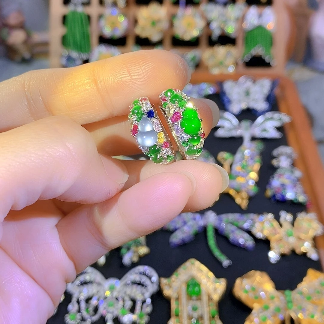 吊坠(不含链)银S925镶嵌翡翠