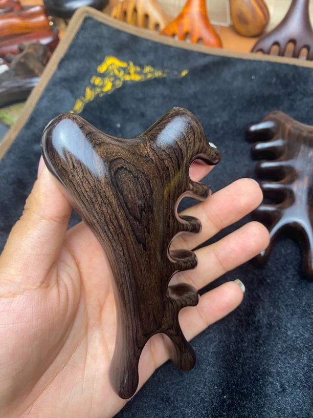 正品紫光檀特厚款2.8厚四合一按摩梳