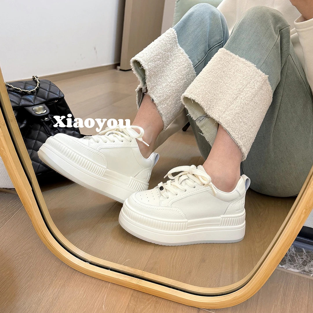【小柚】小香风～6CM厚底板鞋女春季新款百搭时尚休闲鞋小白鞋运动鞋