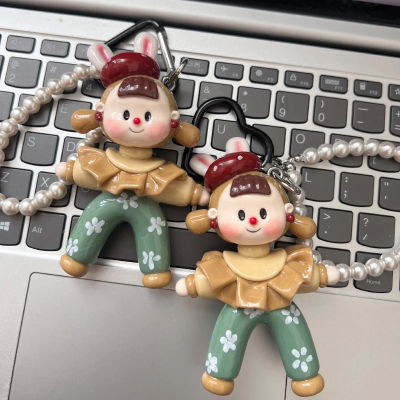 007-韩国风书包手机壳挂绳高级感可爱玩偶多妹劈叉娃娃挂饰钥匙扣