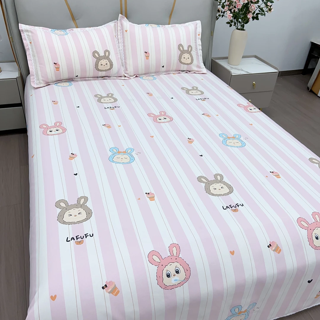 夏季必备加厚粗布花边床单【小拉布-粉】尺寸2.3X2.4米帆布凉席防滑