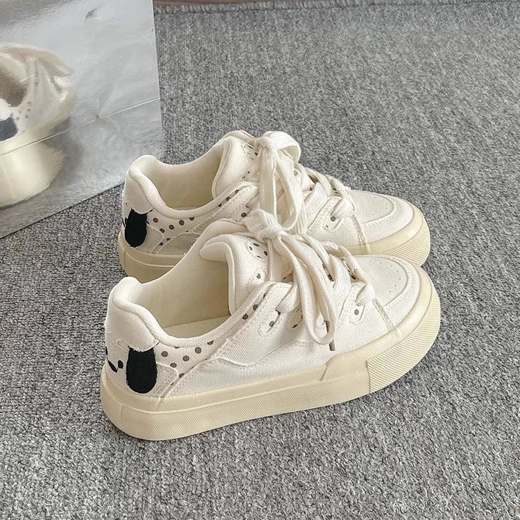 休闲板鞋女鞋可爱小狗面包鞋女款2025年新款春夏外穿厚底小白鞋女