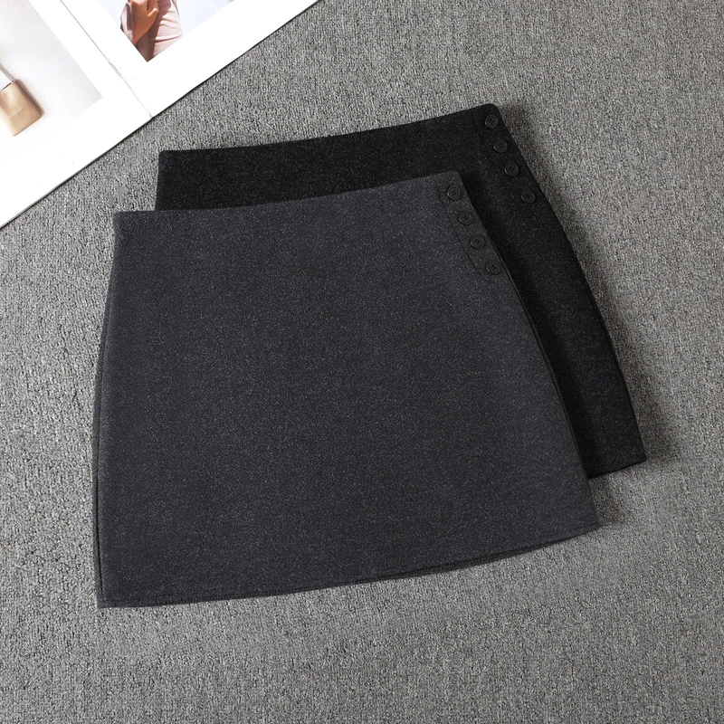 优雅气质高腰毛呢半身裙女秋冬新款韩版时尚辣妹短裙a字包臀裙子