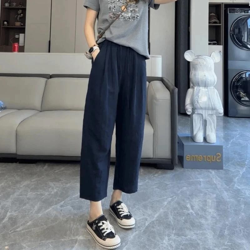 冰丝裤女夏季薄款休闲速干运动裤子女宽松窄版直筒九分阔腿裤显瘦
