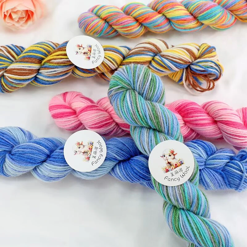 美丽诺羊毛段染花式羊毛渐变彩虹diy手工编织毛衣宝宝帽子爱之梦