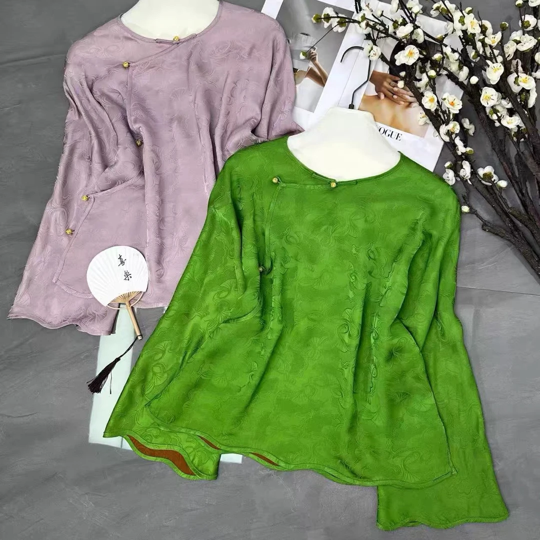 小花家两色香云纱花螺上衣