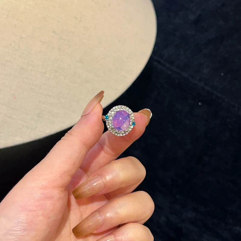 铜合金戒指 铜合金 748 时尚国风冰透紫色满镶戒指