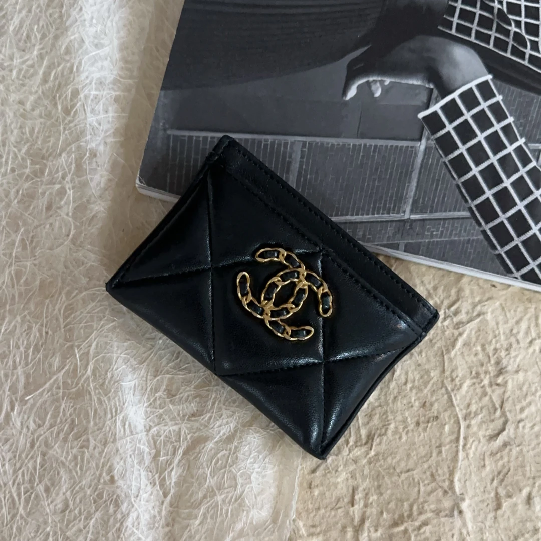 99新 Chanel/香奈儿 黑金19bag卡包 US592213