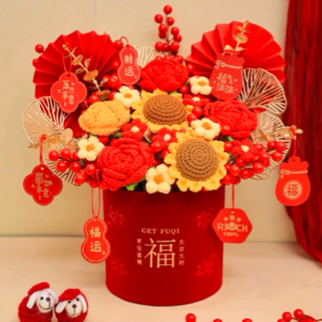 福桶红果发财果仿真花结婚新年装饰品客厅餐桌摆件