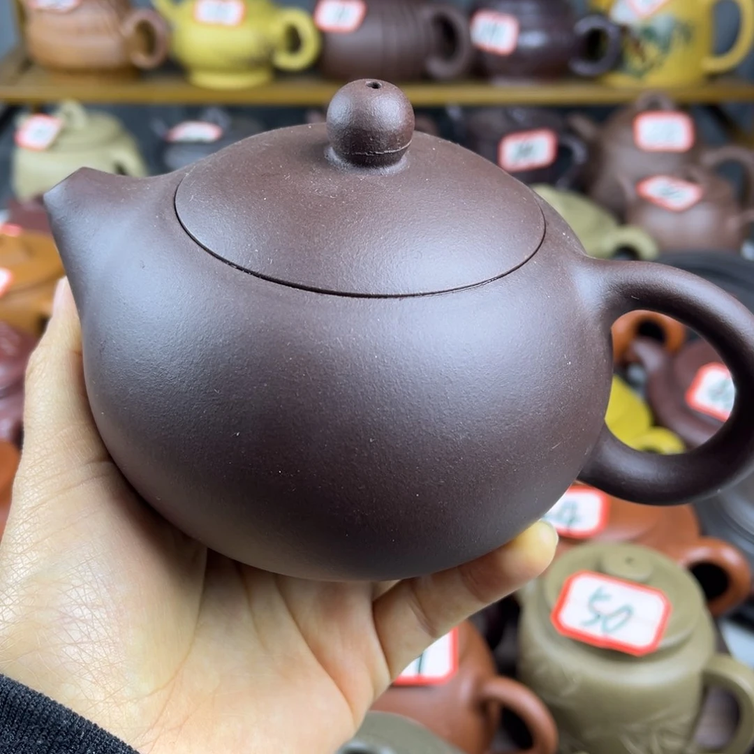 紫砂茶壶宜兴紫砂壶微瑕壶口嗑的扭手工痕迹