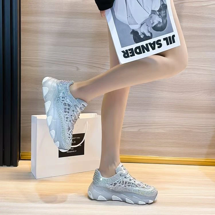 网面老爹鞋夏日网纱薄款透气休闲鞋果冻软底运动鞋春夏百搭