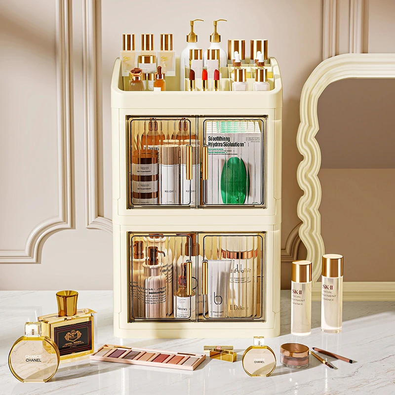 化妆品收纳盒桌面抽屉式口红面膜整理盒子防尘梳妆台护肤品置物架