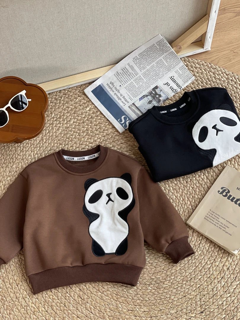 7-3小o爸男婴童【浮力】休闲风熊猫刺绣卫衣冬季儿童保暖XBCWW341