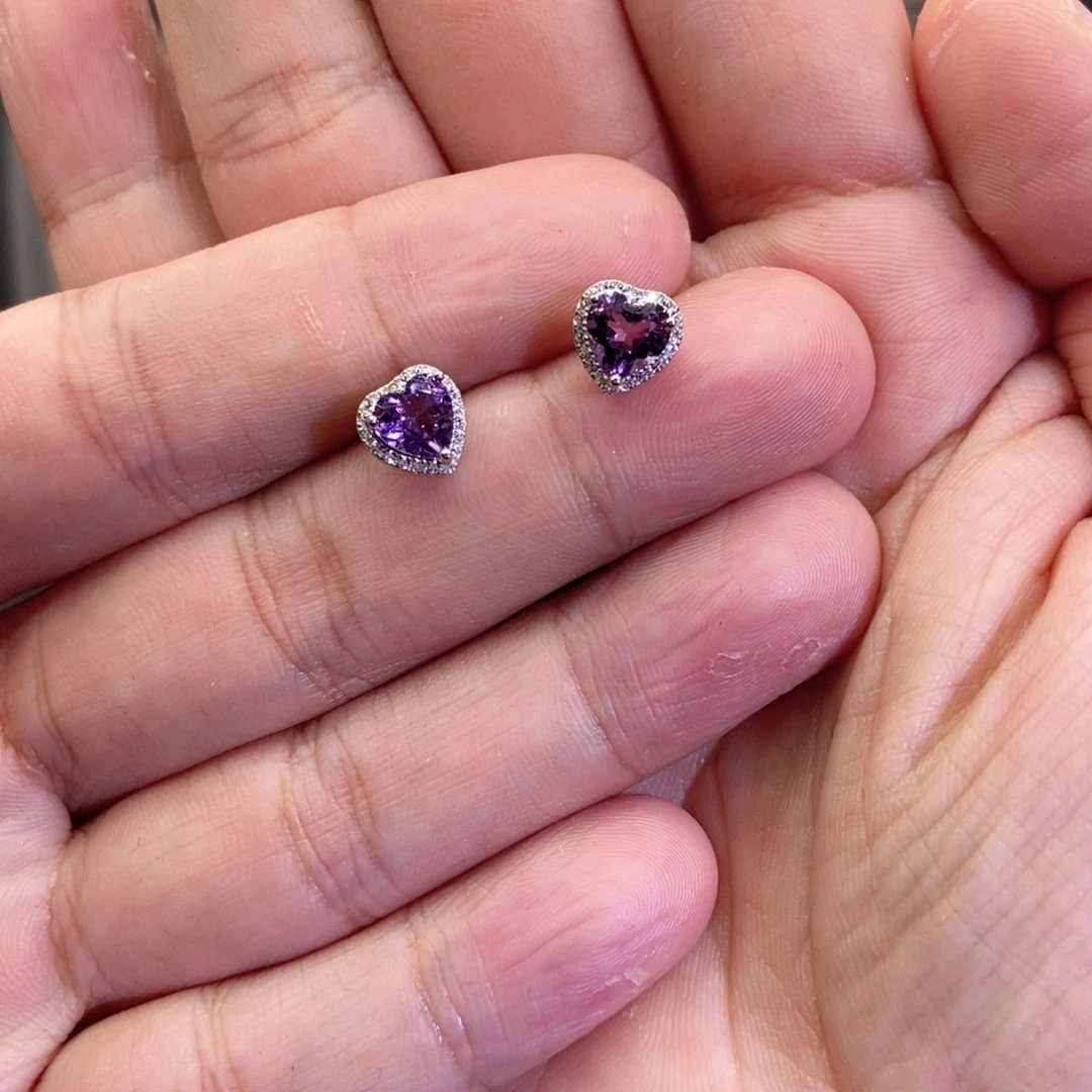 紫晶耳饰银S925镶嵌麻****?