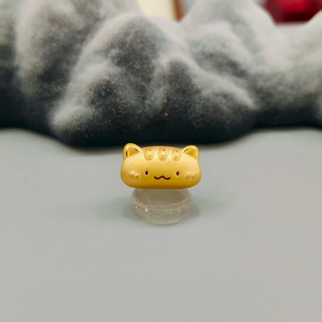 【珺铺黄金】足金999 法棍猫转运珠3D硬金饰品简约可爱送女友
