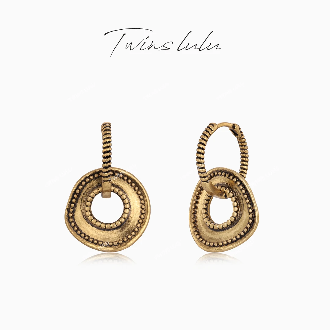 TWINS LULU【古铜圈】新年款 轻奢气质高级复古风圆形耳环TSL3274