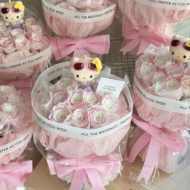 HelloKitty玩偶玫瑰花束成品仿真花生日礼物送女友朋友闺蜜情人节