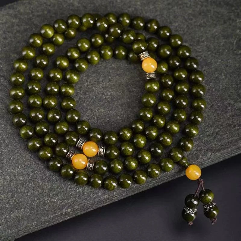 108阴沉木翠绿金丝楠脖挂【933】