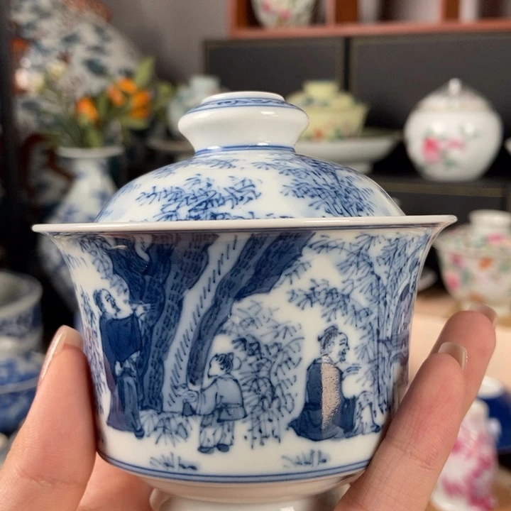 杯折葵非器竹林七贤马蹄两才盖碗