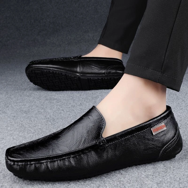 外贸出口意大利大牌原单撤柜捡漏男士休闲皮鞋透气一脚蹬豆豆鞋男