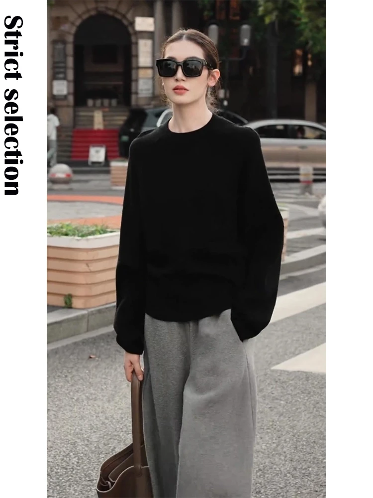 新品日常通勤轻奢风气质长袖上衣休闲显瘦阔腿裤套装2025秋季时尚