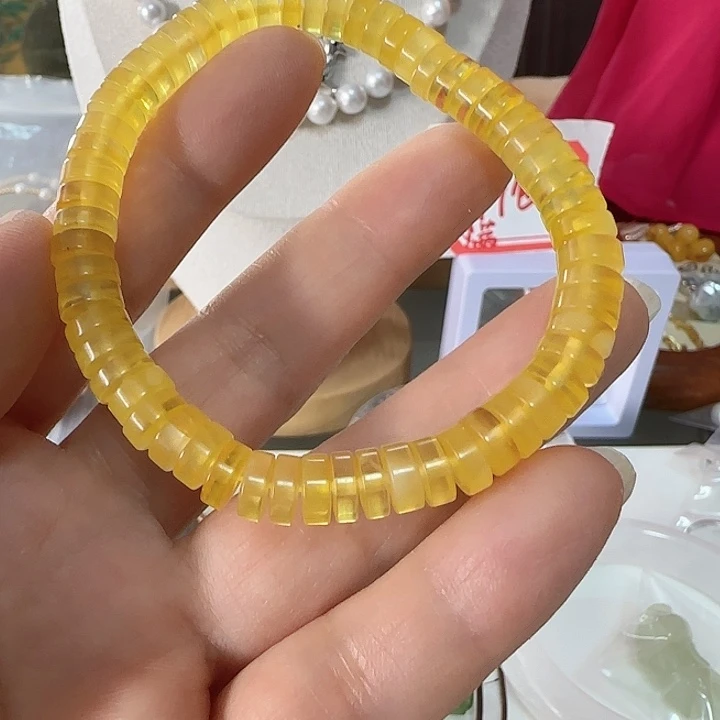 蜜蜡未镶嵌手链7.1蜜蜡直切正常结构