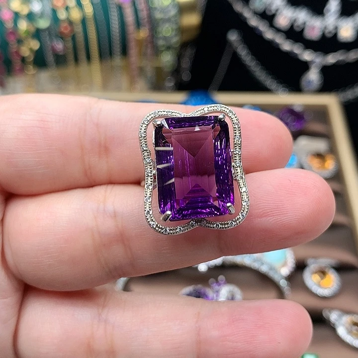 戒指银S925镶嵌紫晶