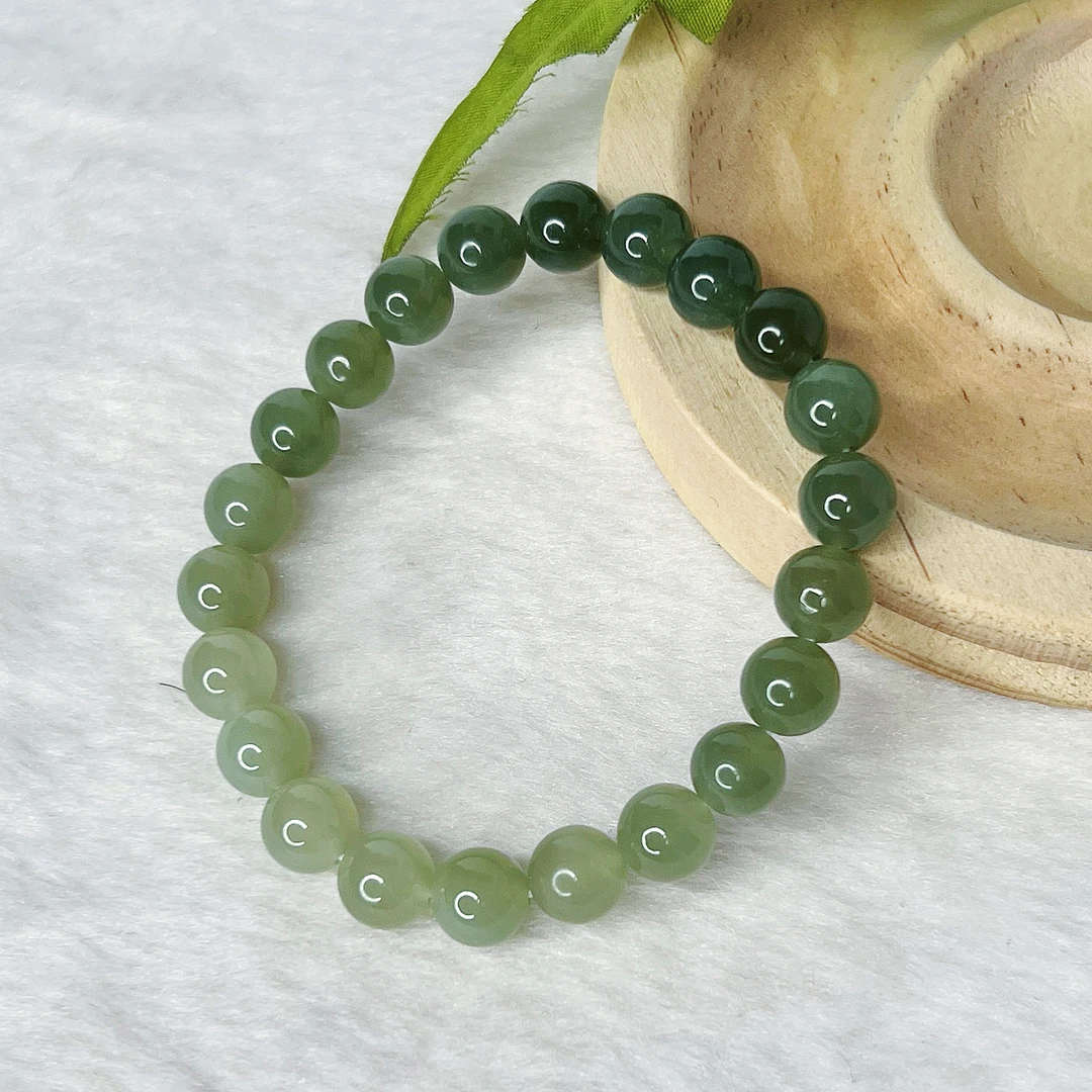 天然晴水渐变和田玉单圈手串   多样性发一