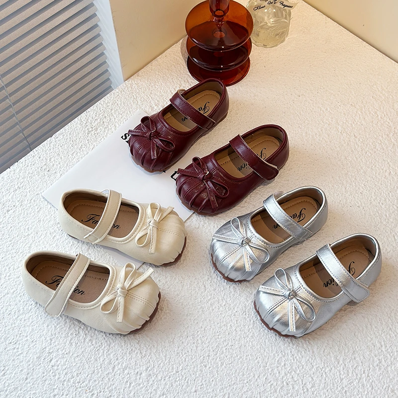 儿童2025春夏新款时尚韩版百搭公主鞋女宝宝软底防滑豆豆鞋单鞋潮