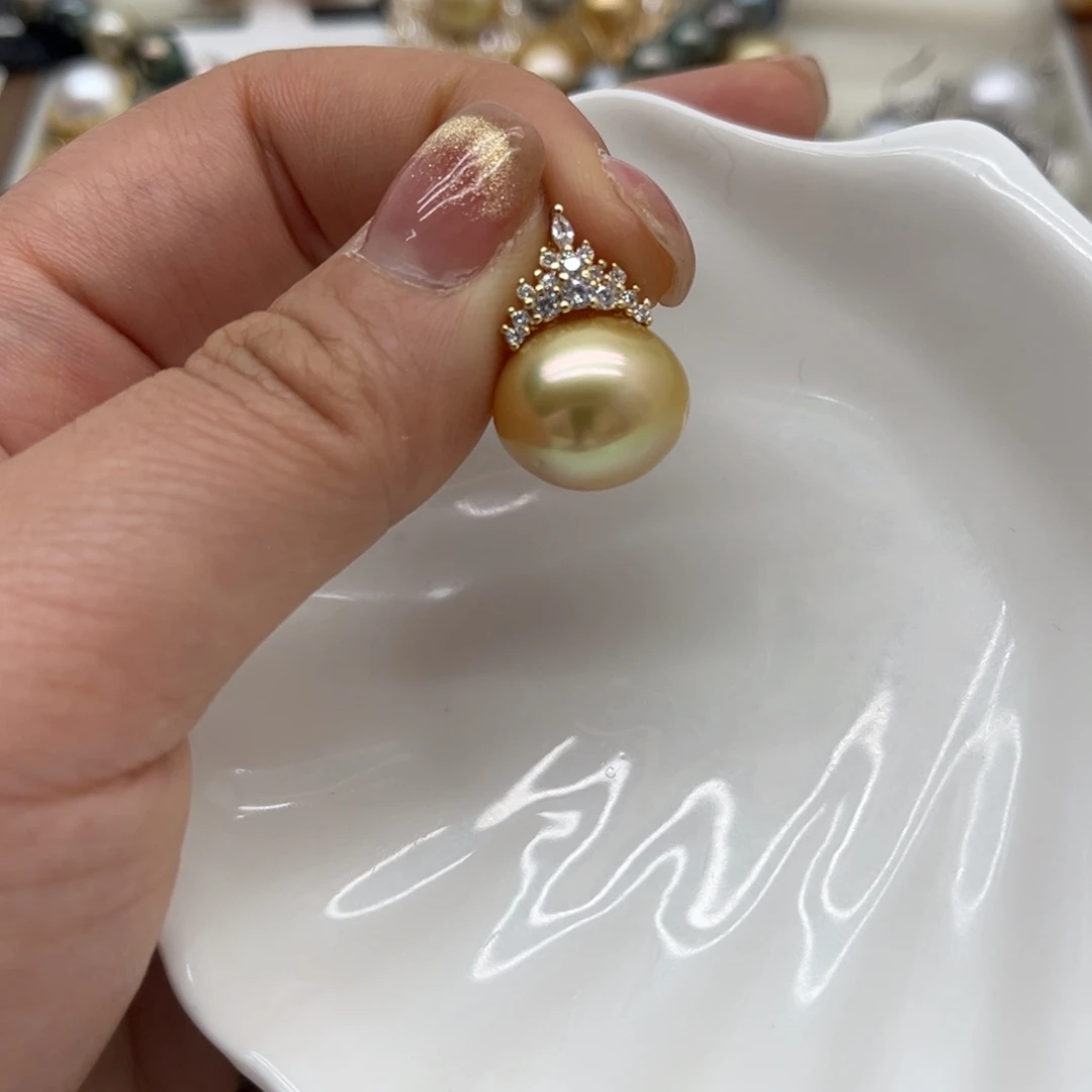 银S925镶嵌海水珍珠吊坠(不含链)