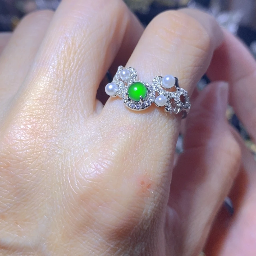 翡翠银S925镶嵌颈饰天然翡翠