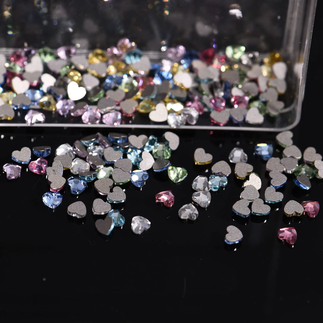 施华昇平底桃心迷你美甲钻手工开槽1：1华子