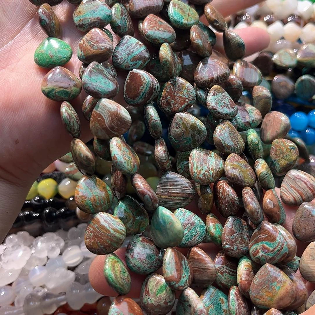 玛瑙/玉髓合金珠宝半成品凤凰松爱心一条15mm