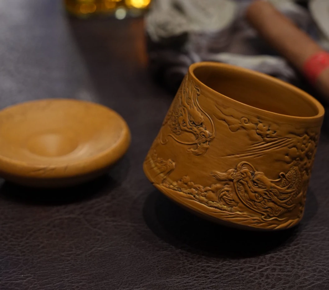 威斯忌杯子 双龙款 黑花木纹石