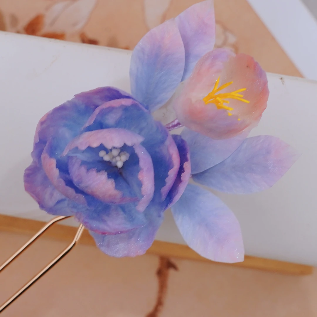 锦簪阁绒花烫平设计蚕丝绒花百搭发饰非遗工艺