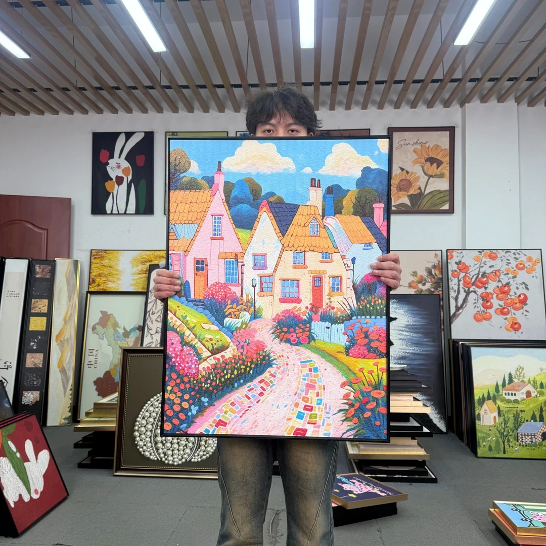 多巴胺城堡ins风砂岩高级感客厅沙发背景墙装饰画6080