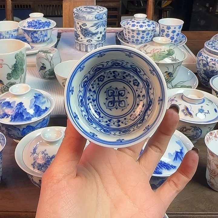柴窑名窑口 岩茶杯放漏