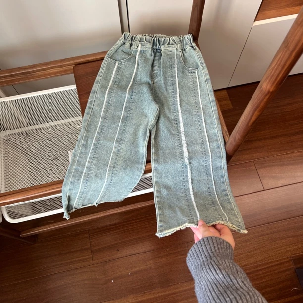 【编号S165】3Q5177-53-儿童毛须牛仔裤浅蓝色-MIKO