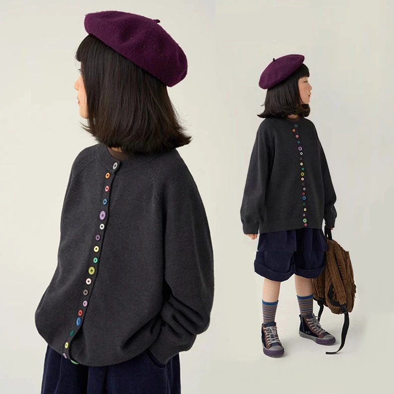 【设计师款】女童针织开衫毛衣外套秋季洋气时髦儿童针织衫潮范上衣