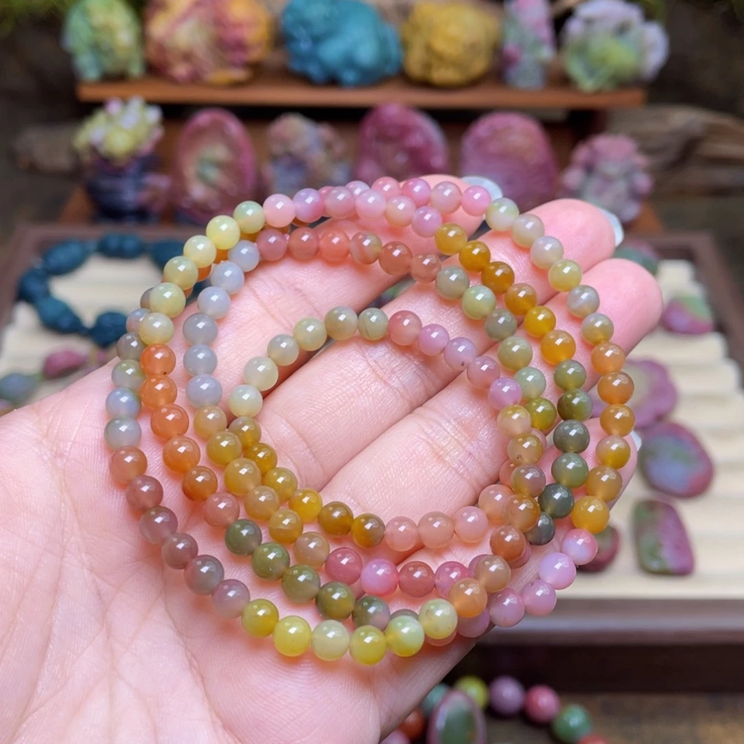 玛瑙/玉髓未镶嵌珠宝半成品盐源玛瑙渐变多圈108