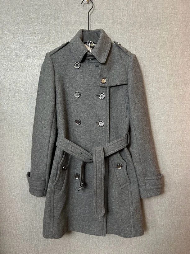 95新 BURBERRY/博柏利 灰色毛呢外套