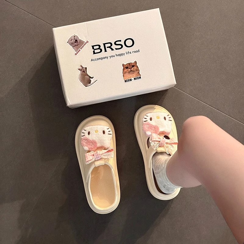甜美卡通小猫洞洞鞋女2025夏季新款沙滩外穿透气凉拖鞋时尚学生潮