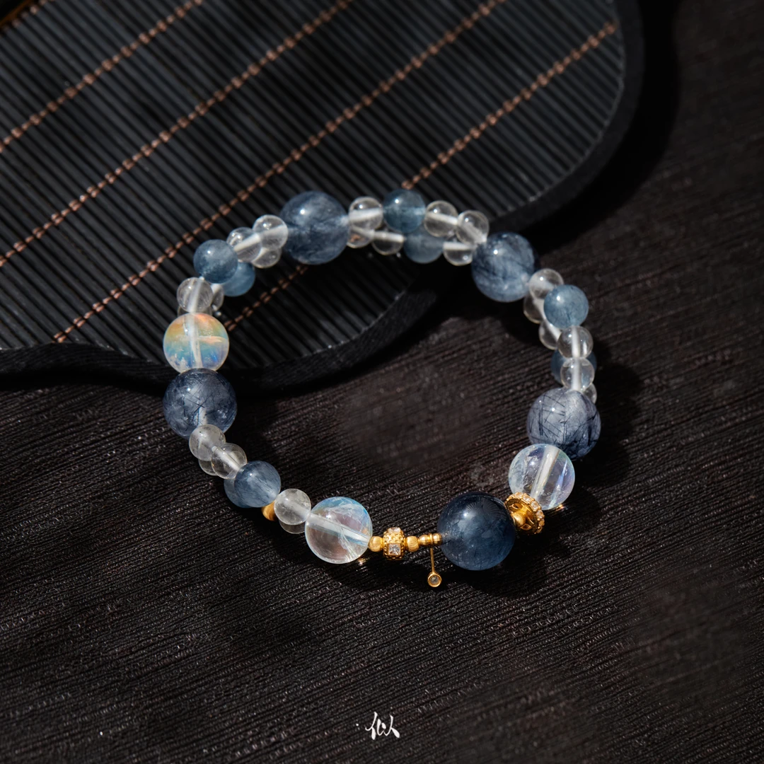 【夕拾】·似梓珠宝· 18K蓝兔毛多宝手串  XYGD273939-C