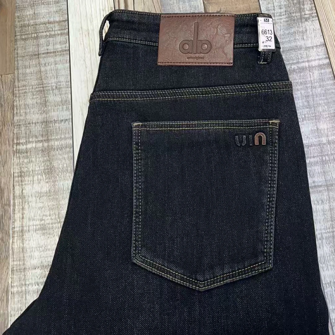 加绒加厚保暖男士牛仔裤冬季潮流弹力水洗直筒休闲百搭长裤