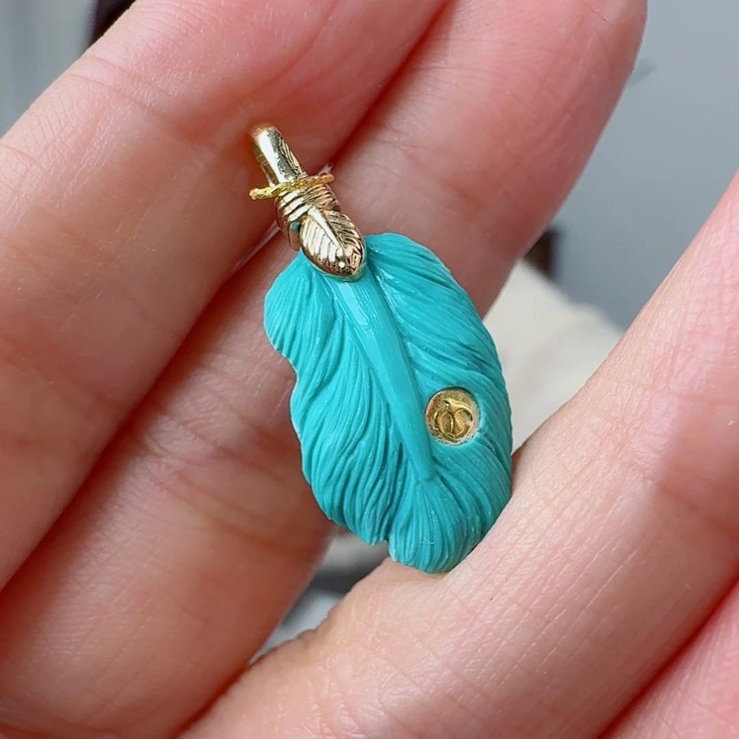 绿松石18K金镶嵌珠宝奇石