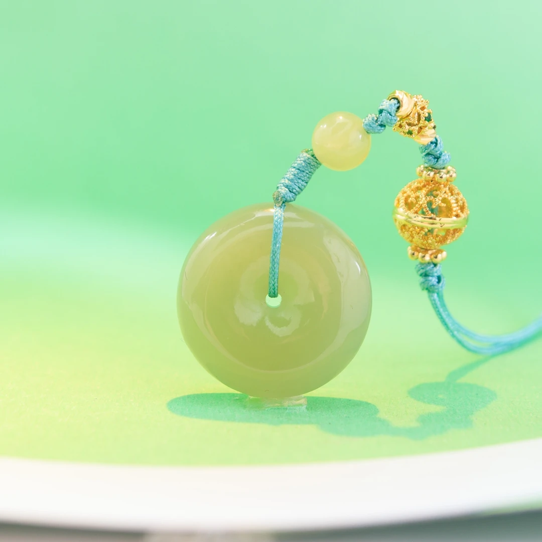 天然和田玉平安扣吊坠编绳款挂件新中式玉坠@多样性发一