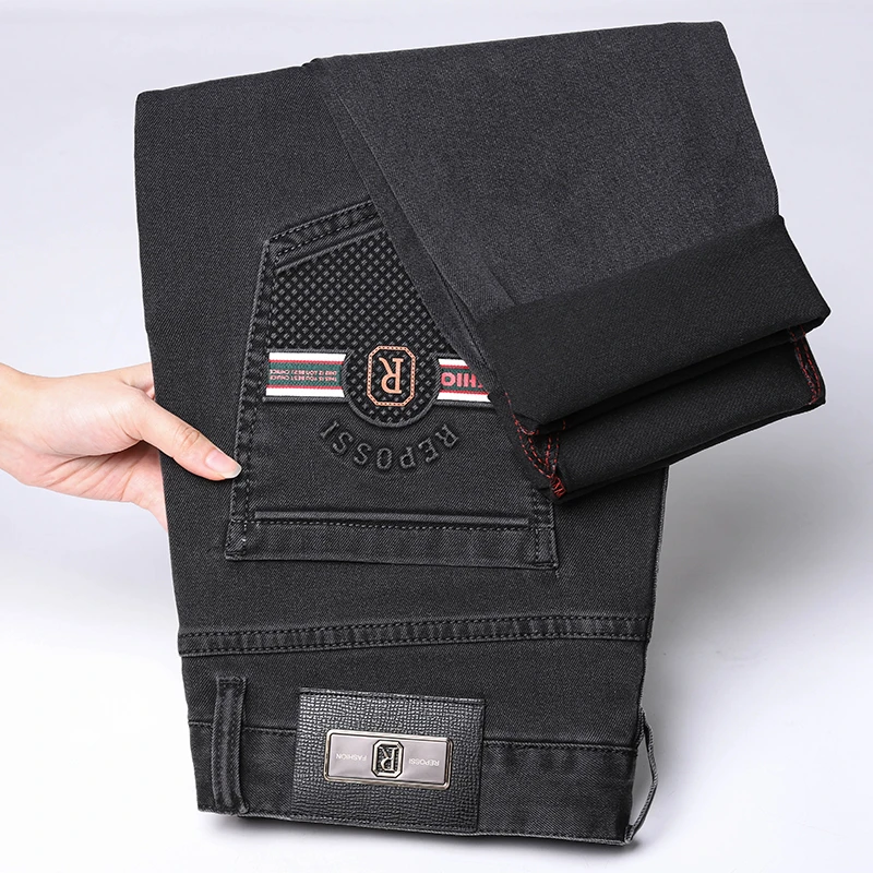 HAMOLENA高端刺绣牛仔裤男新款印花潮牌长裤夏季修身小脚长裤子